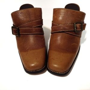 GIANNI BINI Western brown leather heel mules 8M